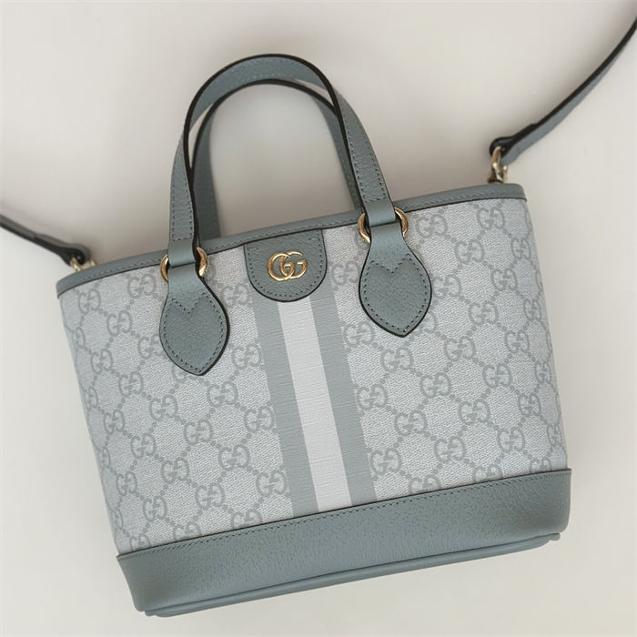 Gucci OPHIDIA MINI TOTE BAG GG Supreme canvas 811716 Grey-Blue High