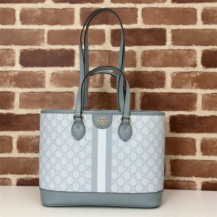 Gucci OPHIDIA SMALL TOTE BAG GG Supreme canvas 765043 Blue High