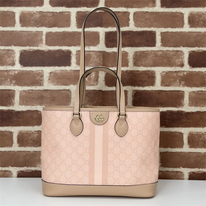 Gucci OPHIDIA SMALL TOTE BAG GG Supreme canvas 765043 Pink High