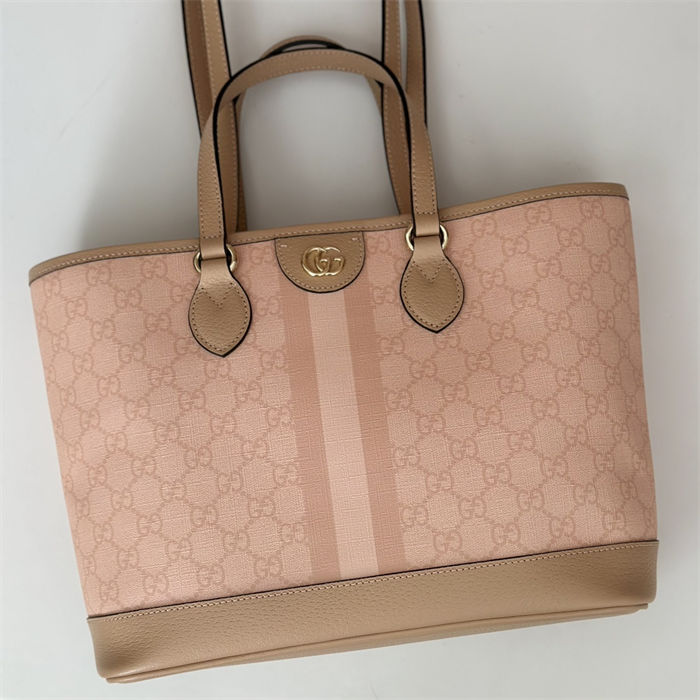 Gucci OPHIDIA SMALL TOTE BAG GG Supreme canvas 765043 Pink High