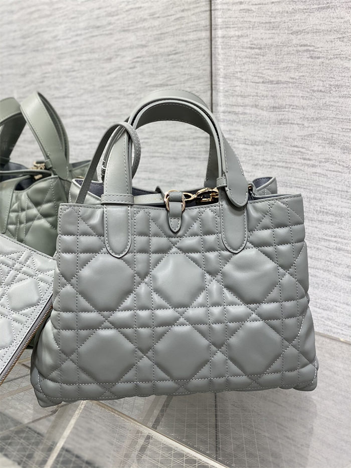 MEDIUM DIOR TOUJOURS BAG Macrocannage Calfskin Stone Gray High