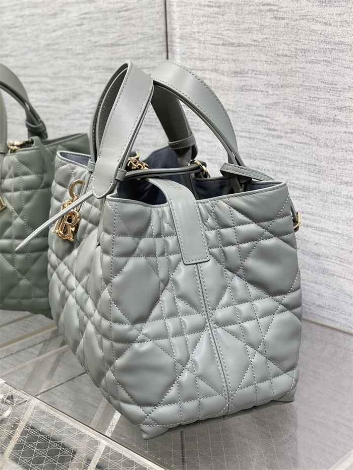 DIOR TOUJOURS BAG MEDIUM Macrocannage Calfskin Stone Gray High