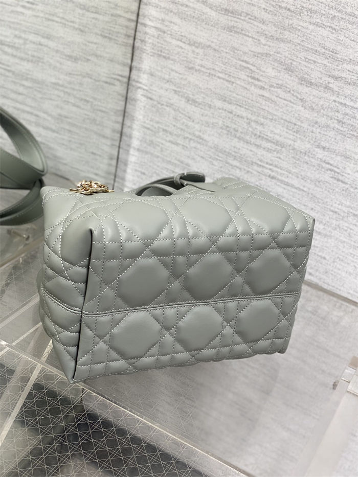 SMALL DIOR TOUJOURS BAG Macrocannage Calfskin Stone Gray High