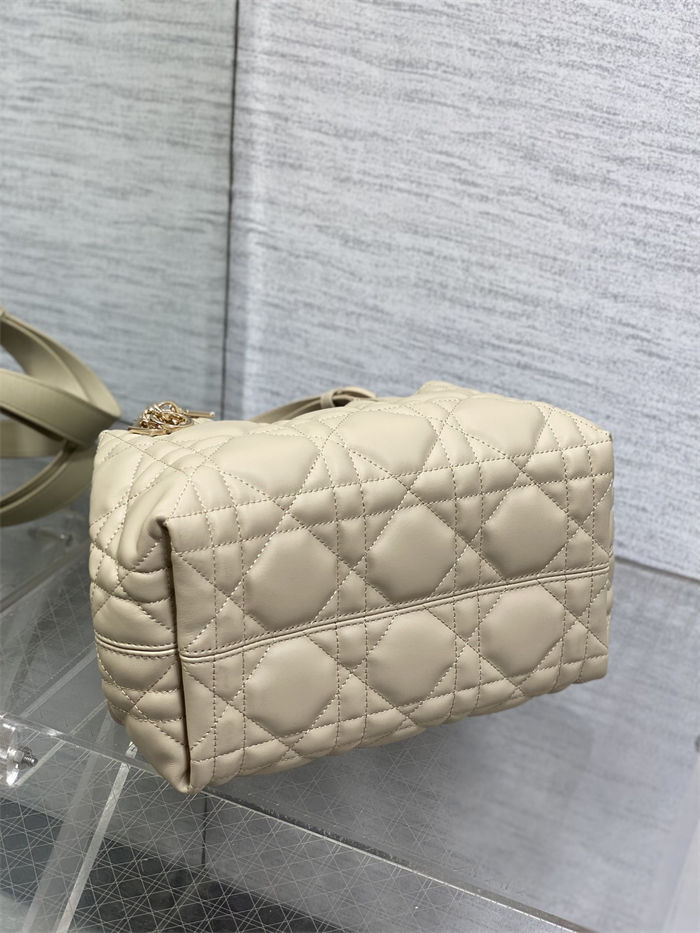 SMALL DIOR TOUJOURS BAG Macrocannage Calfskin Powder Beige High