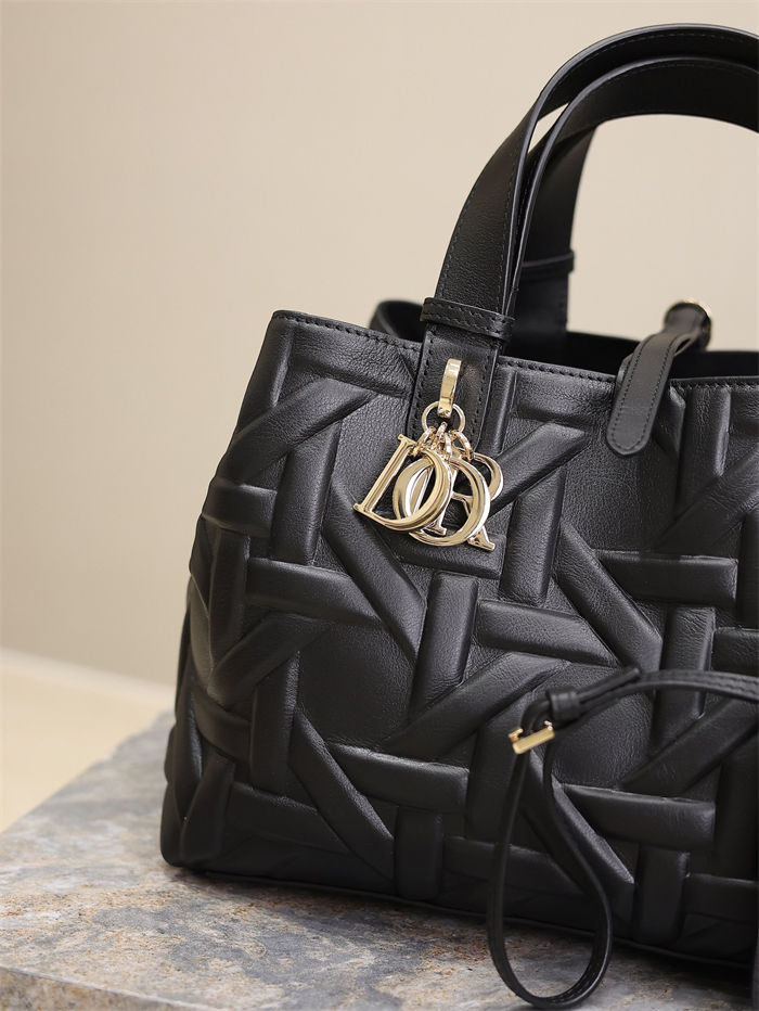 MEDIUM DIOR TOUJOURS BAG Graphic Cannage Calfskin Black High