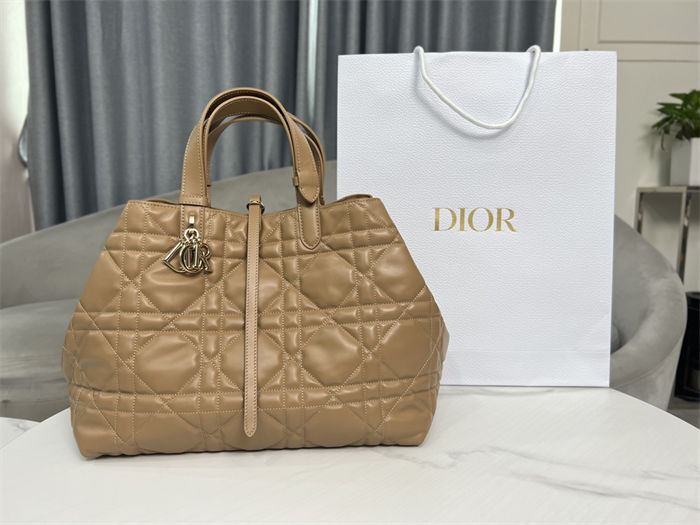 LARGE DIOR TOUJOURS BAG Macrocannage Calfskin Tan High