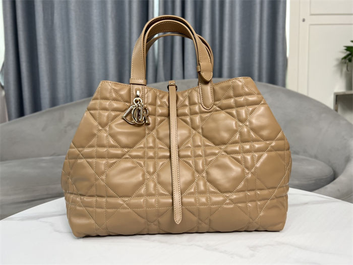 LARGE DIOR TOUJOURS BAG Macrocannage Calfskin Tan High