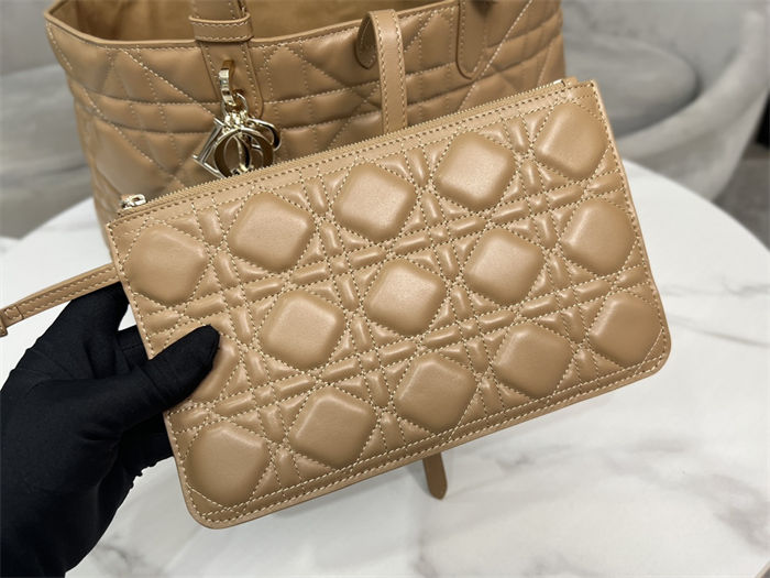 LARGE DIOR TOUJOURS BAG Macrocannage Calfskin Tan High