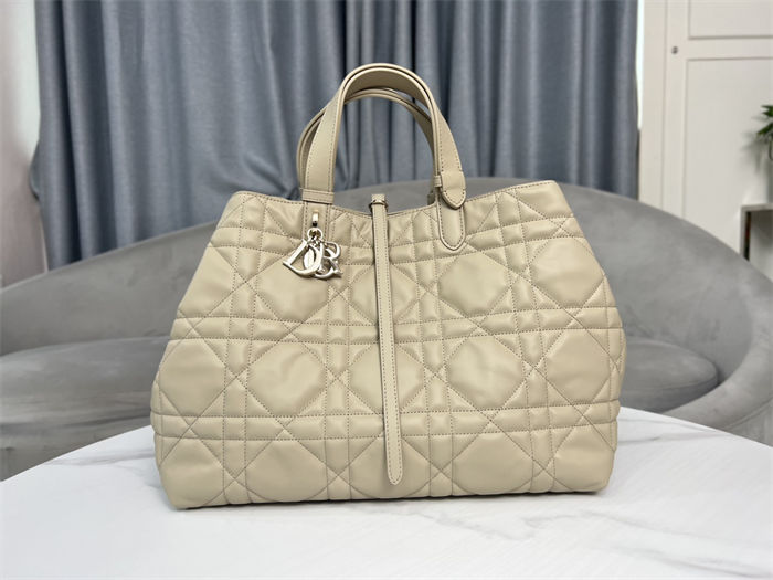 LARGE DIOR TOUJOURS BAG Macrocannage Calfskin Powder Beige High