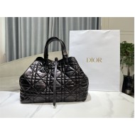 LARGE DIOR TOUJOURS BAG Macrocannage Crinkled Calfskin Black High