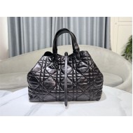 LARGE DIOR TOUJOURS BAG Macrocannage Crinkled Calfskin Black High