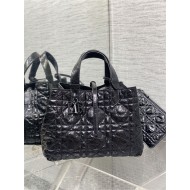 MEDIUM DIOR TOUJOURS BAG Macrocannage Crinkled Calfskin Black High