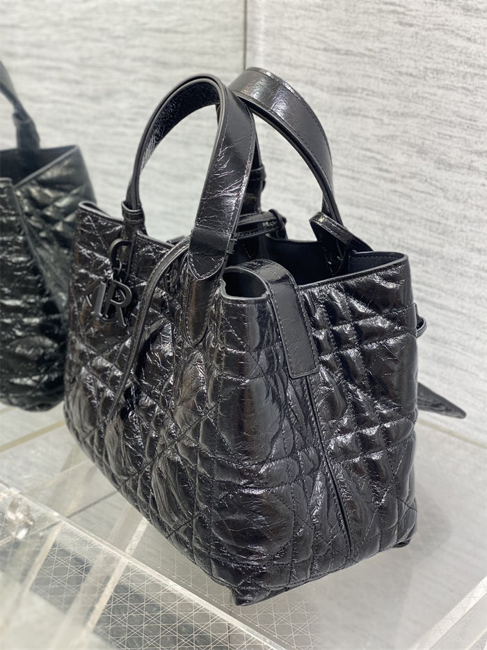 DIOR TOUJOURS BAG MEDIUM Macrocannage Crinkled Calfskin Black High