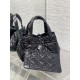 SMALL DIOR TOUJOURS BAG Macrocannage Crinkled Calfskin Black High