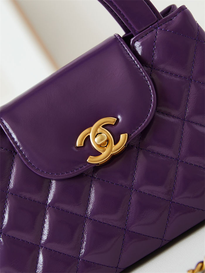 Chanel MINI SHOPPING BAG AS4416 Shiny Aged Calfskin & Gold-Tone Metal Purple High