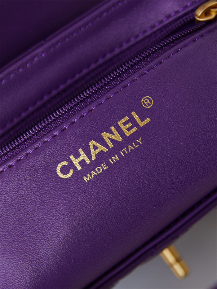 Chanel MINI SHOPPING BAG AS4416 Shiny Aged Calfskin & Gold-Tone Metal Purple High