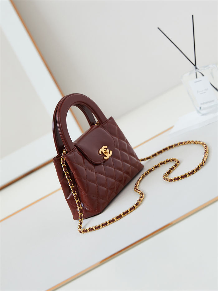 Chanel MINI SHOPPING BAG AS4416 Shiny Aged Calfskin & Gold-Tone Metal Brown High