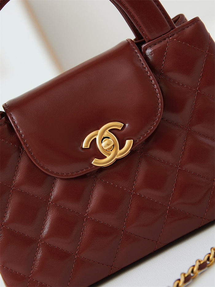 Chanel MINI SHOPPING BAG AS4416 Shiny Aged Calfskin & Gold-Tone Metal Brown High