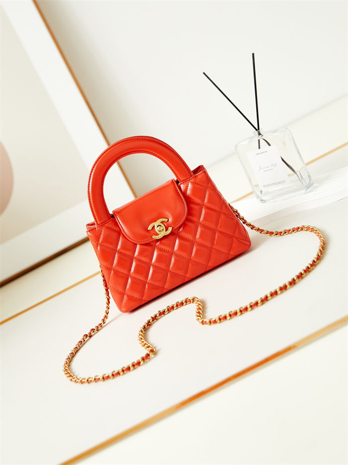 Chanel MINI SHOPPING BAG AS4416 Shiny Aged Calfskin & Gold-Tone Metal Orange High