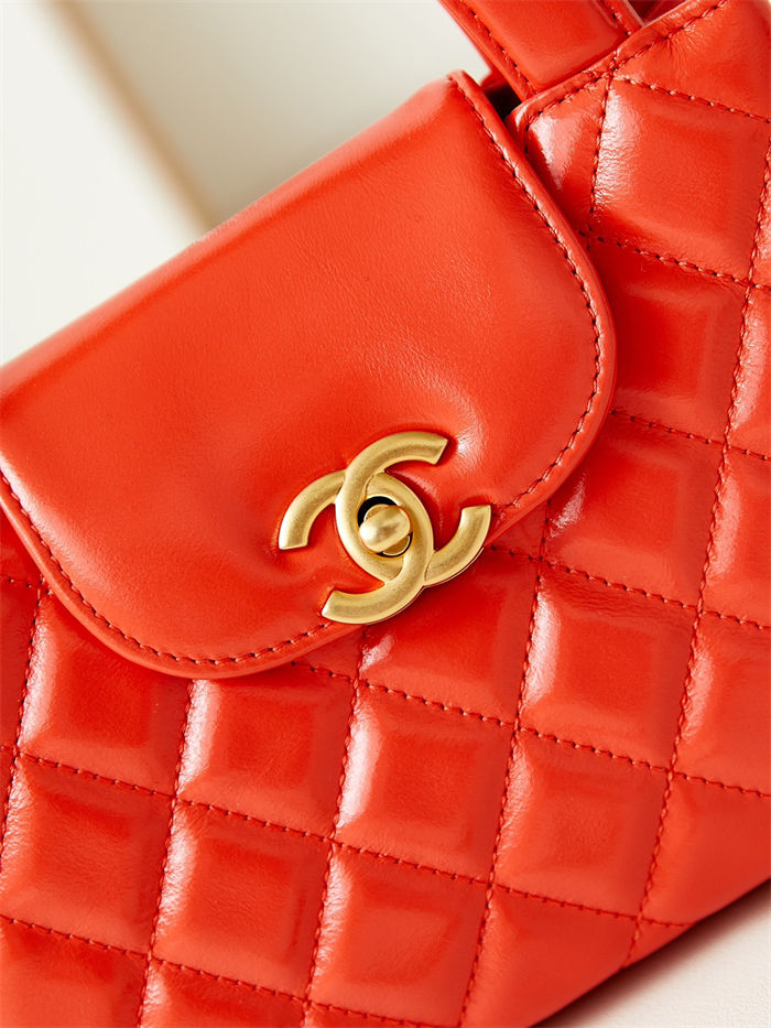 Chanel MINI SHOPPING BAG AS4416 Shiny Aged Calfskin & Gold-Tone Metal Orange High