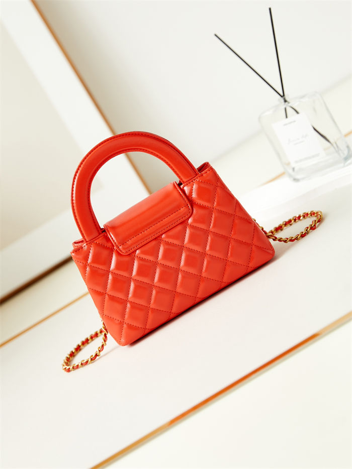 Chanel MINI SHOPPING BAG AS4416 Shiny Aged Calfskin & Gold-Tone Metal Orange High