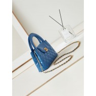 Chanel MINI SHOPPING BAG AS4416 Shiny Aged Calfskin & Gold-Tone Metal Blue-Royal High