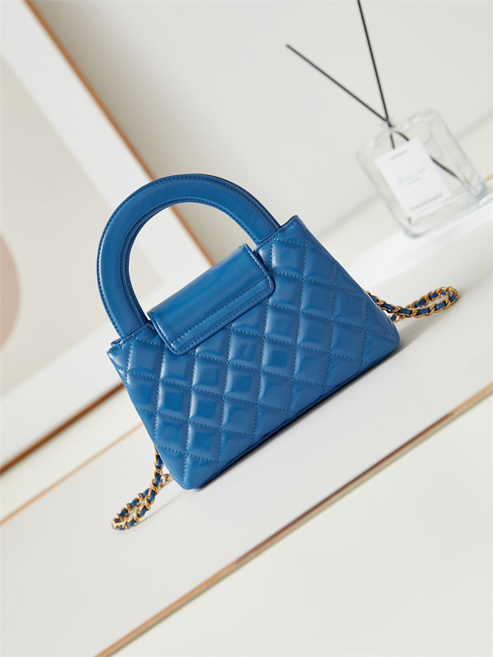 Chanel MINI SHOPPING BAG AS4416 Shiny Aged Calfskin & Gold-Tone Metal Blue-Royal High