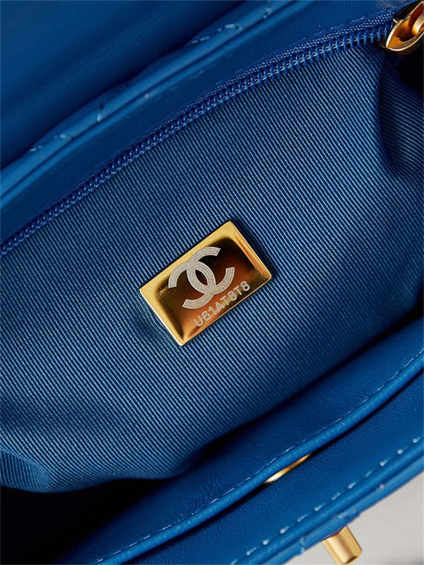 Chanel MINI SHOPPING BAG AS4416 Shiny Aged Calfskin & Gold-Tone Metal Blue-Royal High