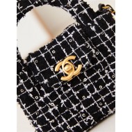 Chanel CLUTCH WITH CHAIN AP3435 Cotton Tweed & Gold-Tone Metal Black High