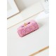 Chanel CLUTCH WITH CHAIN AP3435 Cotton Tweed & Gold-Tone Metal Pink High