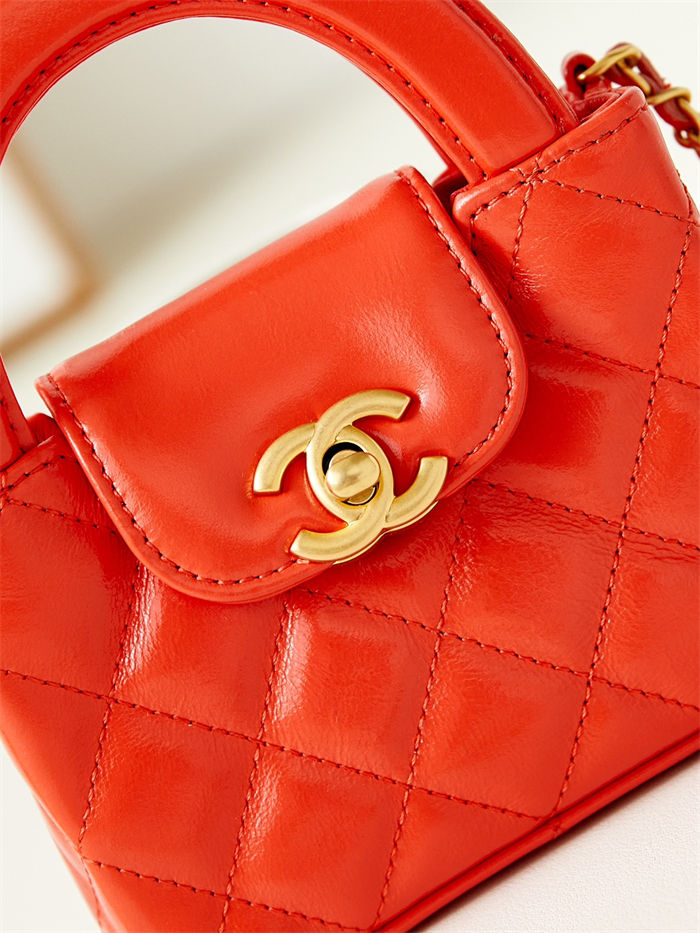 Chanel CLUTCH WITH CHAIN AP3435 Shiny Aged Calfskin & Gold-Tone Metal Orange High