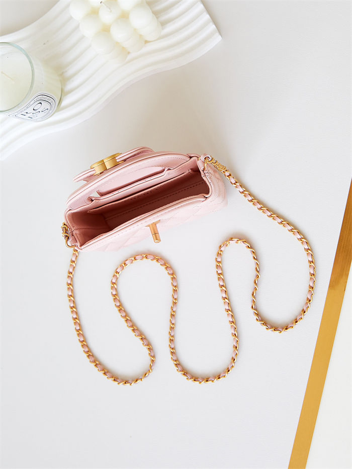 Chanel CLUTCH WITH CHAIN AP3435 Shiny Aged Calfskin & Gold-Tone Metal Pink High