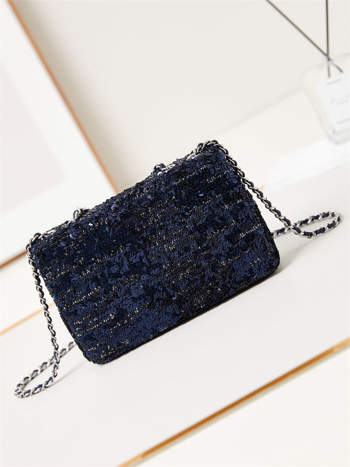 SMALL FLAP BAG AS3269 Sequins & Gold-Tone Metal A