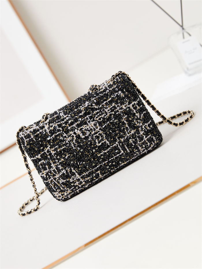 SMALL FLAP BAG AS3269 Sequins & Gold-Tone Metal A