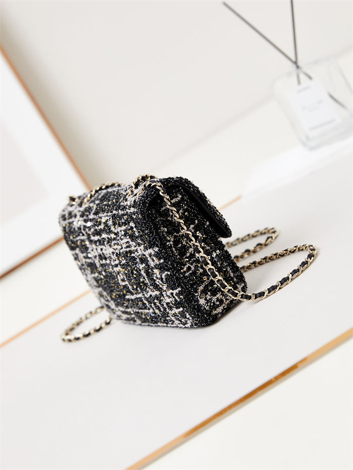 SMALL FLAP BAG AS3269 Sequins & Gold-Tone Metal A