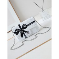 SMALL FLAP BAG AS4418 Sequins & Silver-Tone Metal A