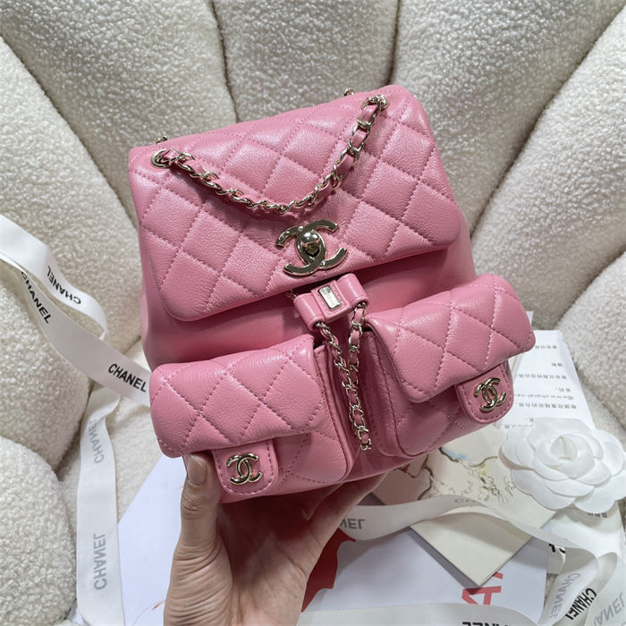 Chanel BACKPACK AS3860 Calfskin & Gold-Tone Metal Pink A