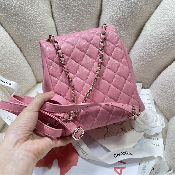 Chanel BACKPACK AS3860 Calfskin & Gold-Tone Metal Pink A