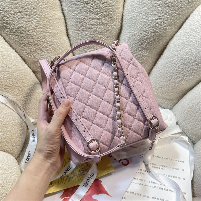 Chanel BACKPACK AS3860 Grained Shiny Calfskin & Gold-Tone Metal Pink-Light A