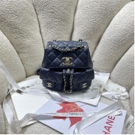 Chanel SMALL BACKPACK AS3787 Calfskin & Gold-Tone Metal Navy A