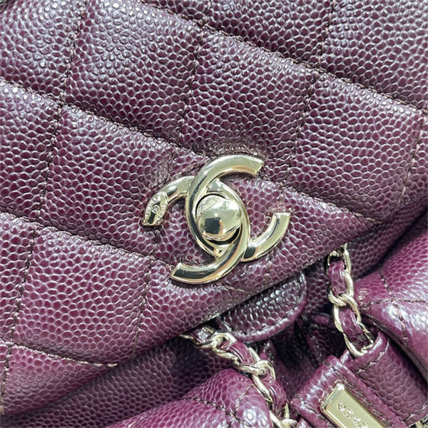 Chanel SMALL BACKPACK AS3787 Grained Shiny Calfskin & Gold-Tone Metal Burgundy A