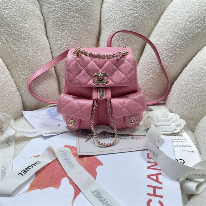 Chanel SMALL BACKPACK AS3787 Calfskin & Gold-Tone Metal Pink A