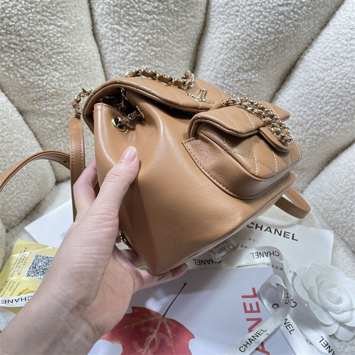 Chanel Duma Backpack 2908 Calfskin Gold-Tone Metal Caramel A