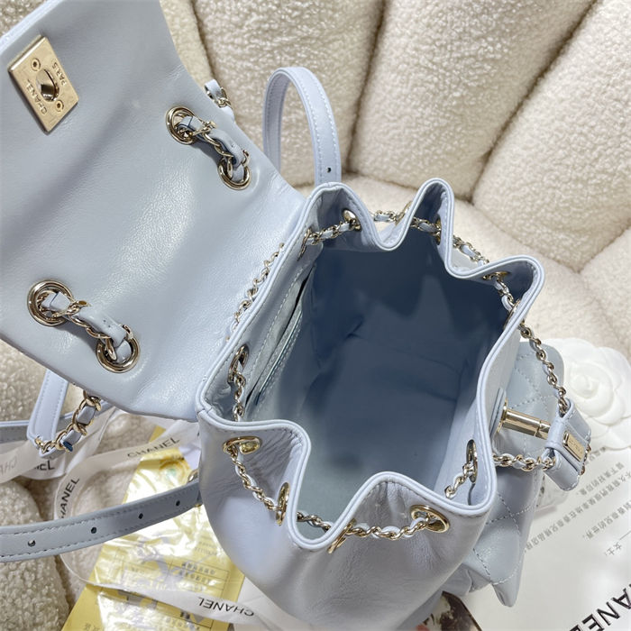 Chanel Duma Backpack 2908 Calfskin Gold-Tone Metal Blue A