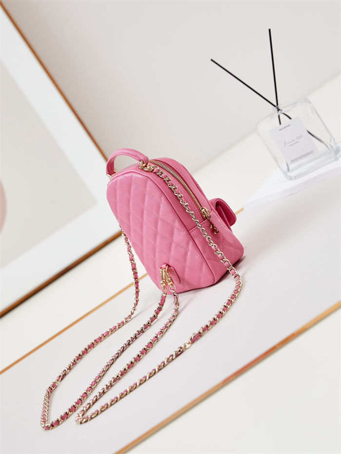 Chanel Mini Backpack Grained Calfskin Gold-Tone Metal AP3753 Pink High