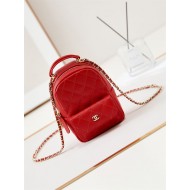 Chanel Mini Backpack Grained Calfskin Gold-Tone Metal AP3753 Red High