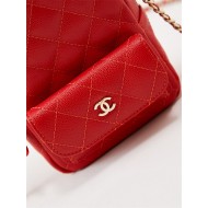 Chanel Mini Backpack Grained Calfskin Gold-Tone Metal AP3753 Red High