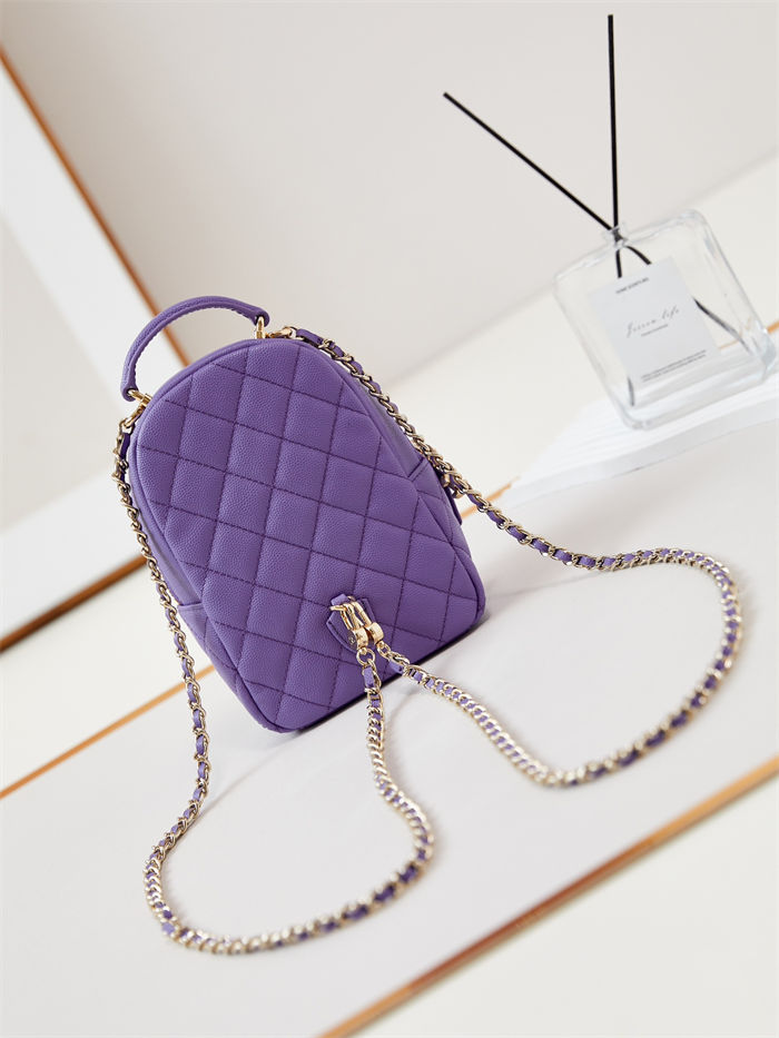 Chanel Mini Backpack Grained Calfskin Gold-Tone Metal AP3753 Purple High