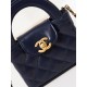 Chanel CLUTCH WITH CHAIN AP3435 Shiny Aged Calfskin & Gold-Tone Metal Navy High