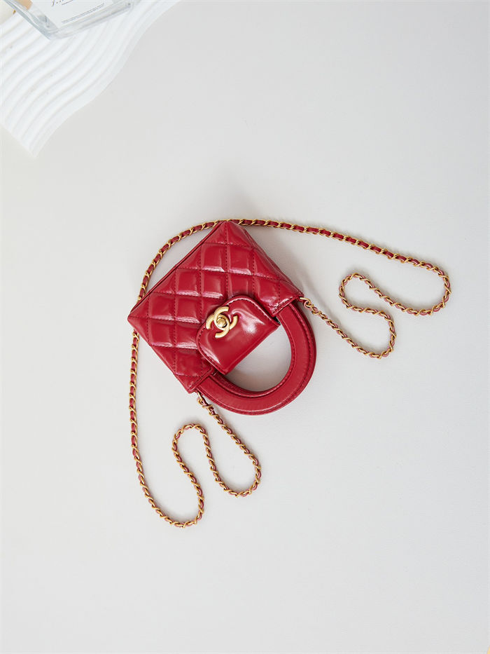 Chanel CLUTCH WITH CHAIN AP3435 Shiny Aged Calfskin & Gold-Tone Metal Red High